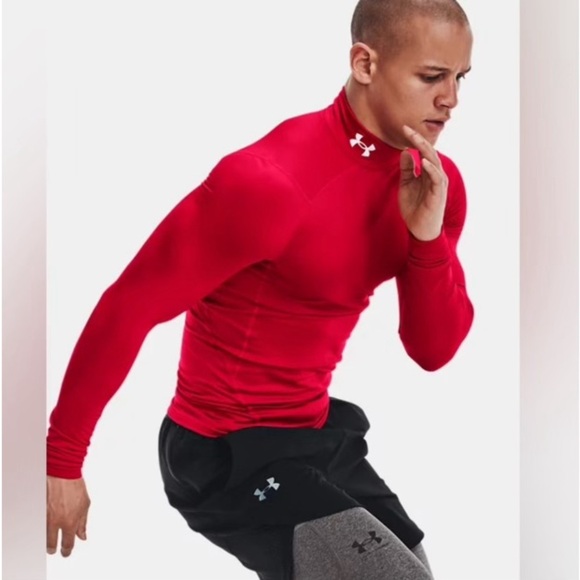 UA cold gear mock-neck long-sleeve XXL winter thermal work construction red - Picture 1 of 4